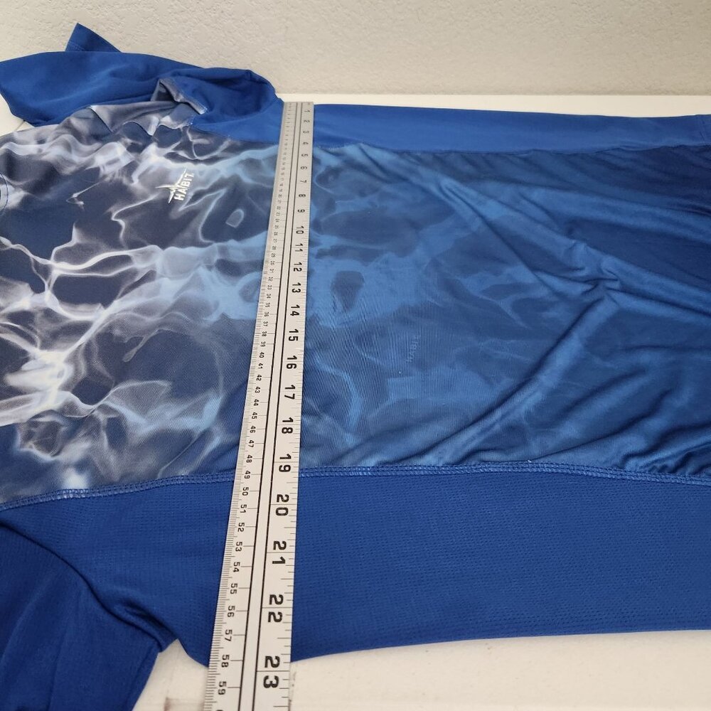Habit Shirt Mens Large Long Sleeve Hoodie Blue Water Pattern Travel Beach Swim - Picture 7 of 10